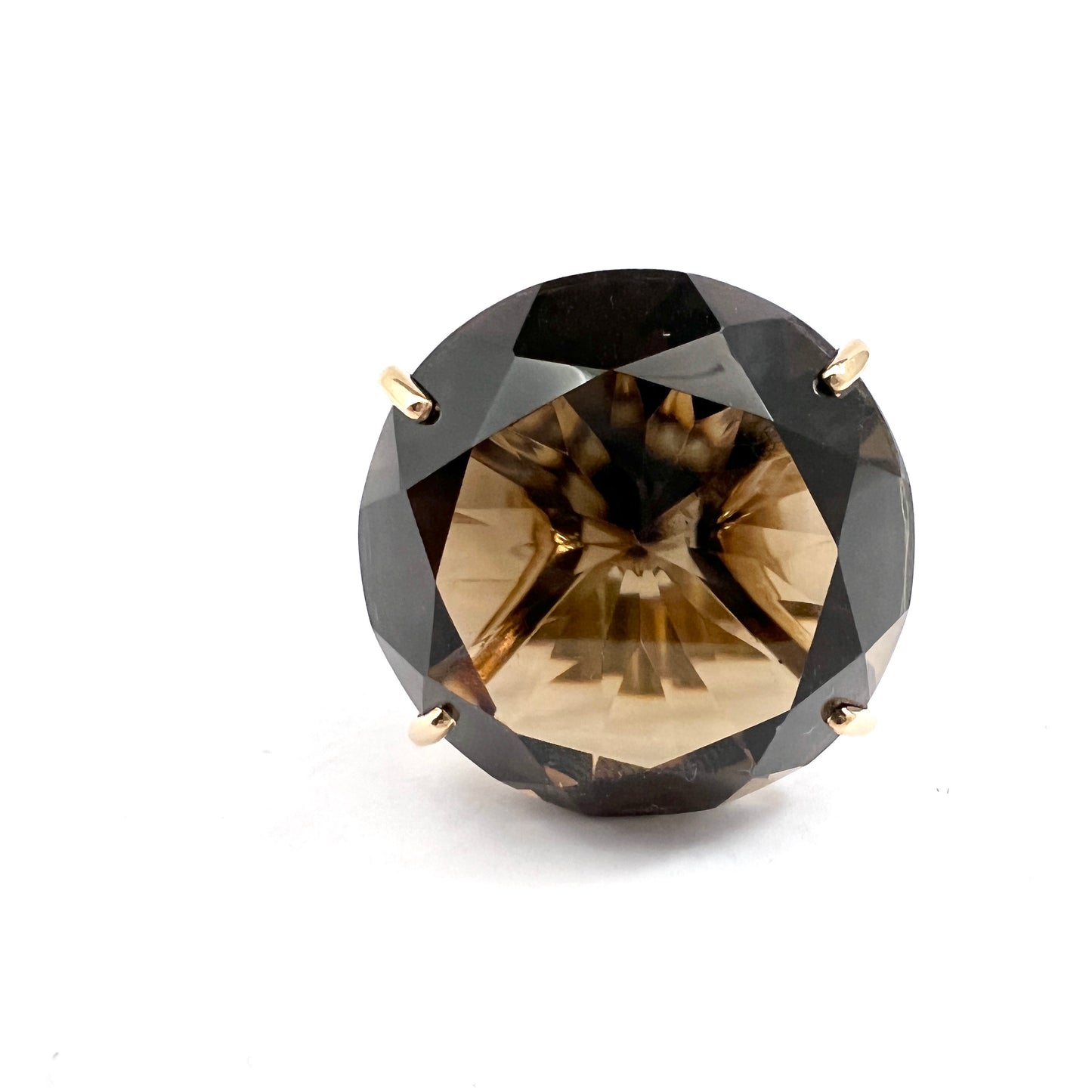 Vintage 1960s. 18k Gold Huge Smoky Quartz Cocktail Ring. 35gram