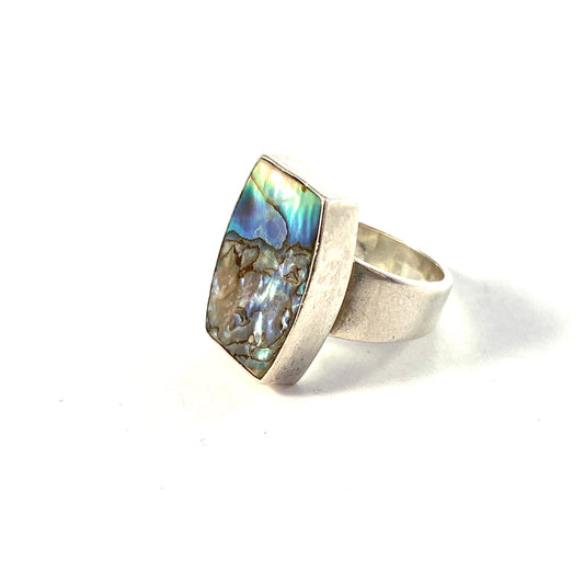 Arne Johansen, Denmark 1960s Sterling Silver Abalone Ring.