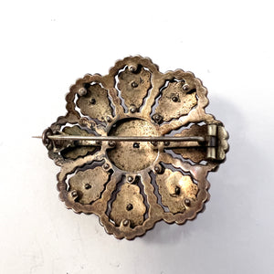 Wonderful Antique late Victorian Bohemian Garnet Gilt Metal Brooch.