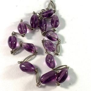 Swedish Import Mid Century Solid Silver Amethyst Necklace.