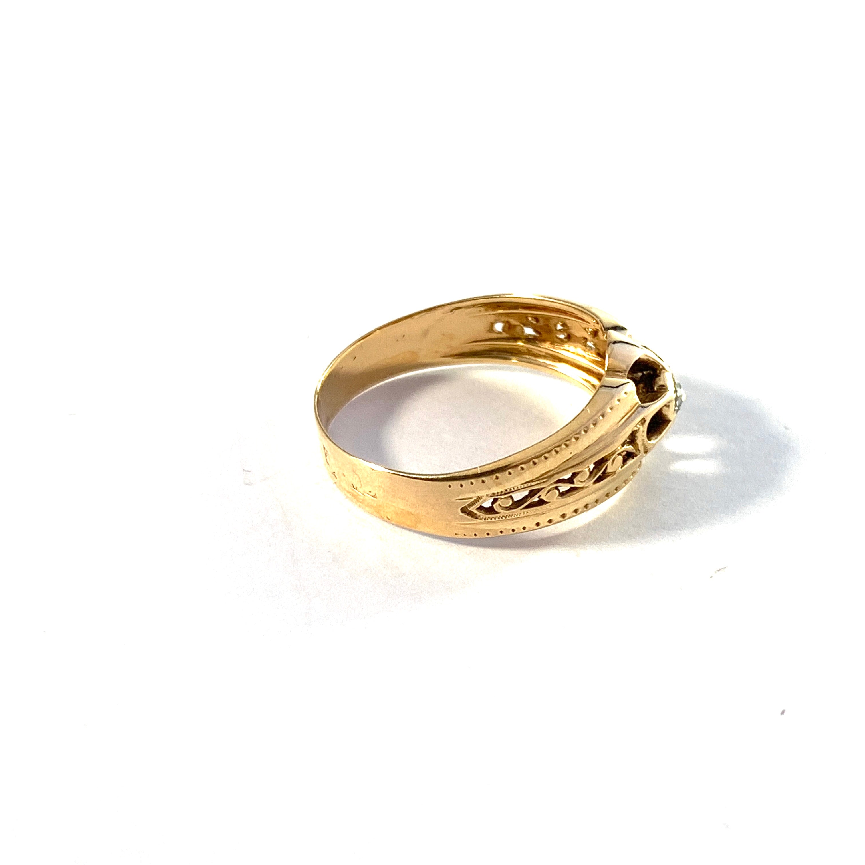 Sweden year 1889. Antique Victorian 18k Gold Diamond Ring.