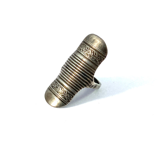 Sweden year 1857. Antique Silver Thimble Ring.