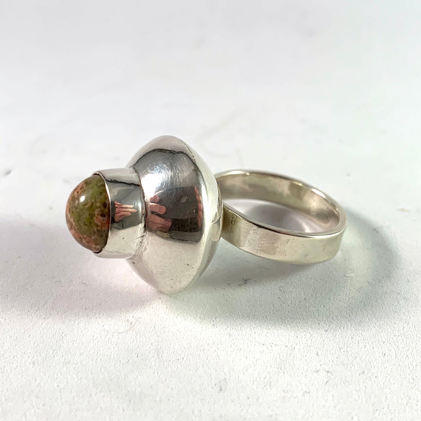 Sweden Vintage Bold Sterling Silver Hardstone Ring.