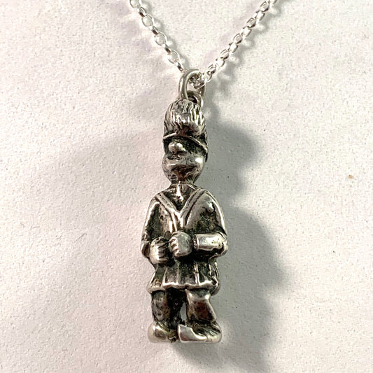 E Melle, Sweden 1960s Sterling Silver Sami Laplander Pendant Necklace.