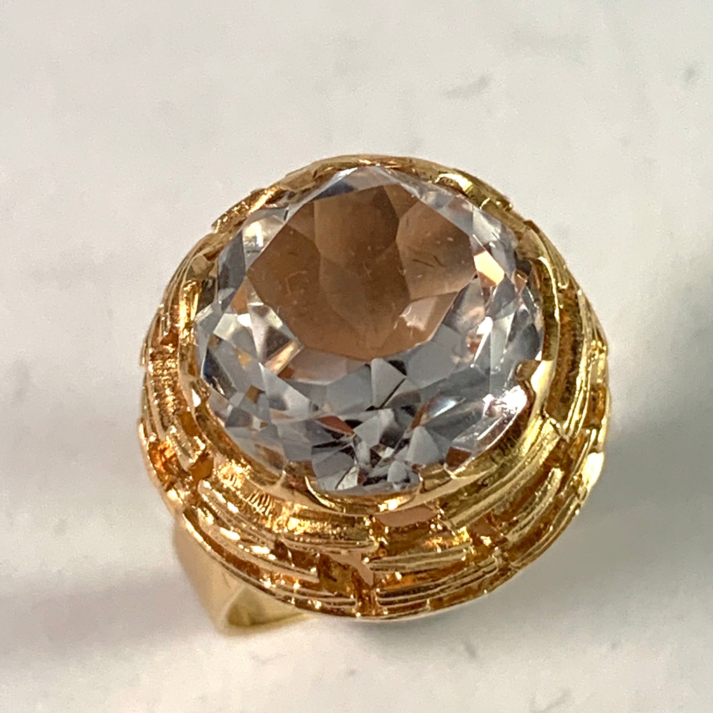 Bengt Hallberg, Sweden 1974 Bold Vintage 18k Gold Rock Crystal Ring.