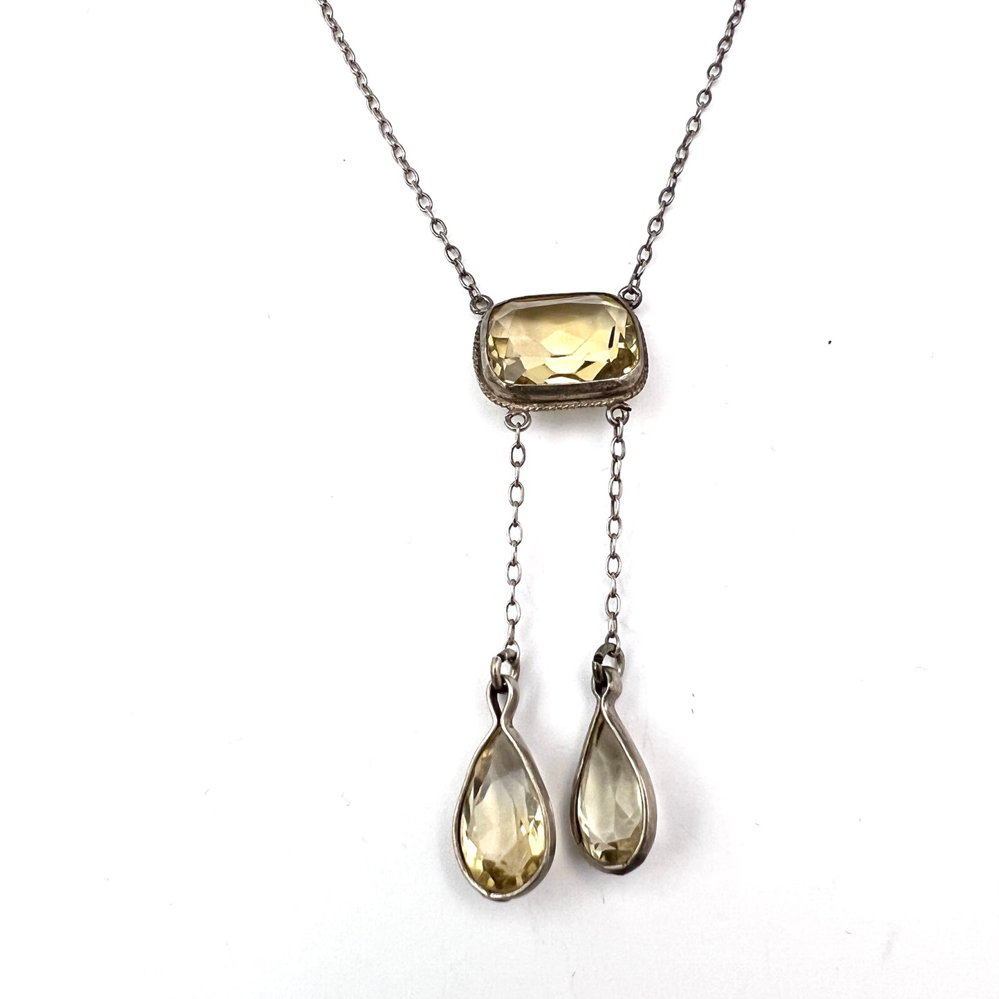 Denmark c 1910. Antique 830 Silver Citrine Negligee Necklace