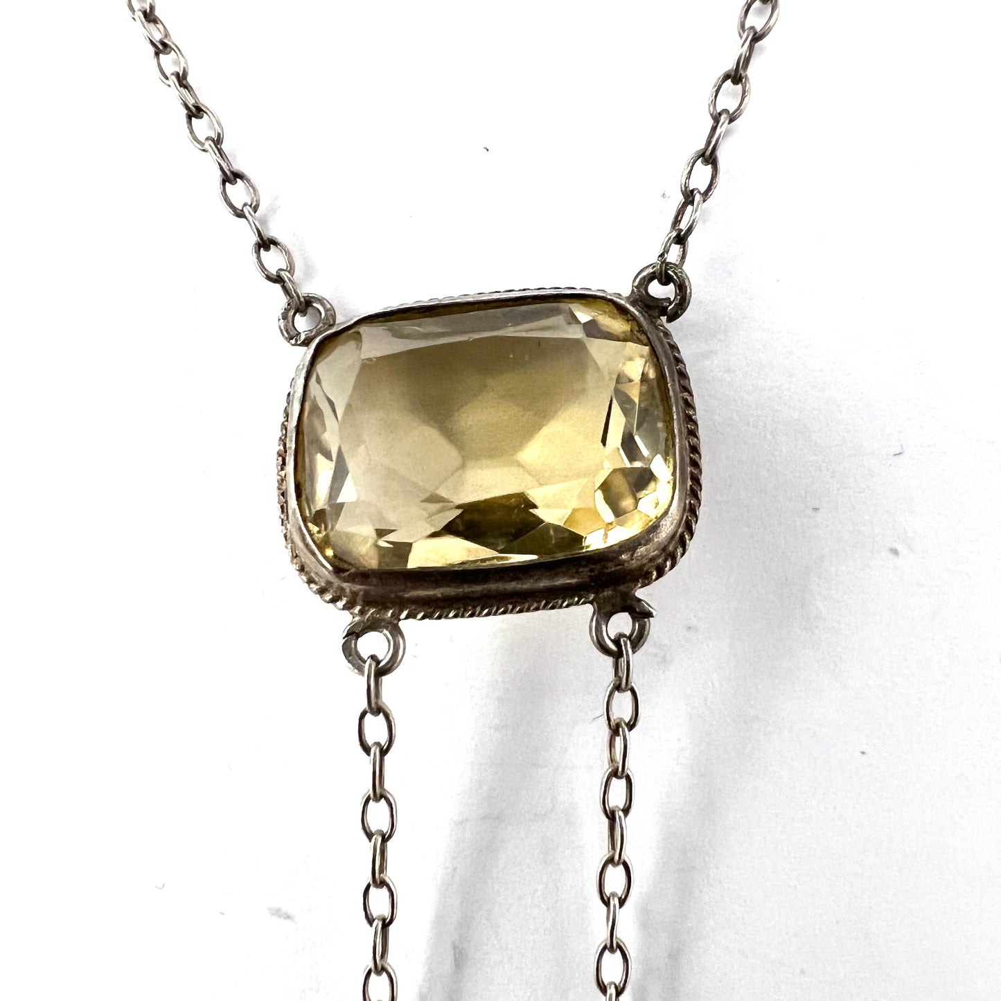 Denmark c 1910. Antique 830 Silver Citrine Negligee Necklace