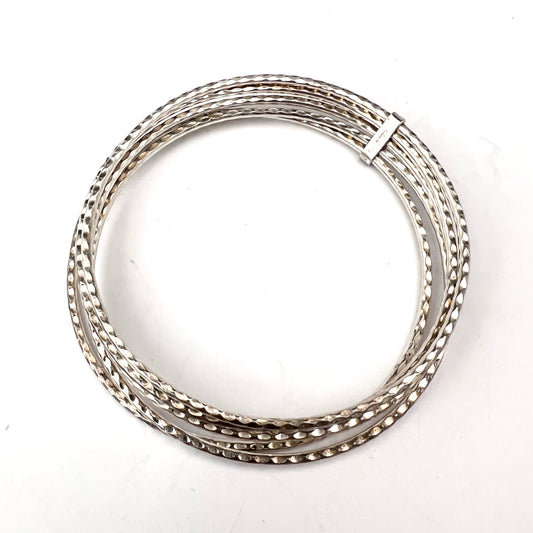 Maker ERD, Germany. Vintage 835 Silver Bangle Stack.