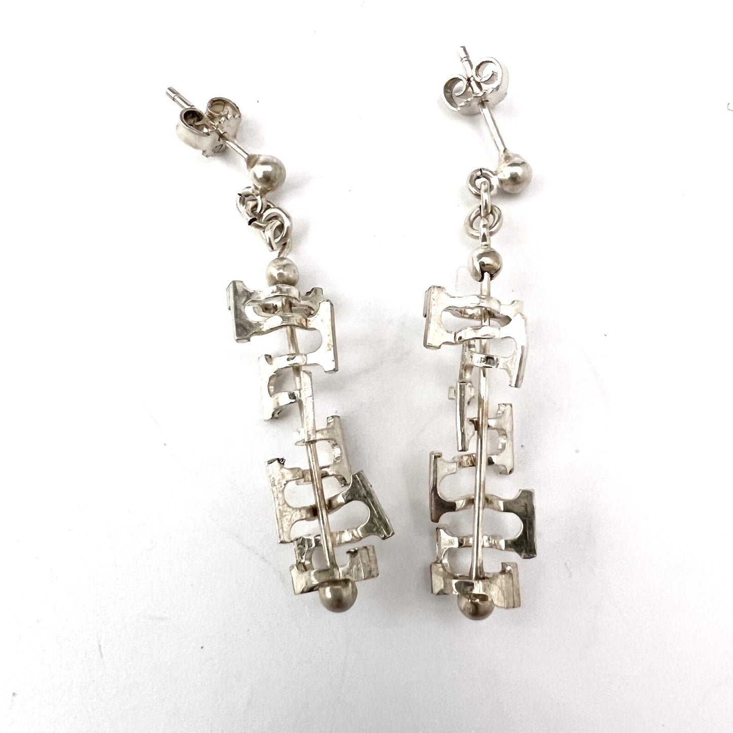 Germany c 1970s. Vintage Modernist 835 Silver Pair of Earrings.