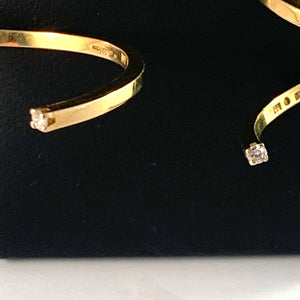 Rey Urban, Sweden Very Large Vintage 18k Gold Diamond Earrings. Signed. 21.3g gram