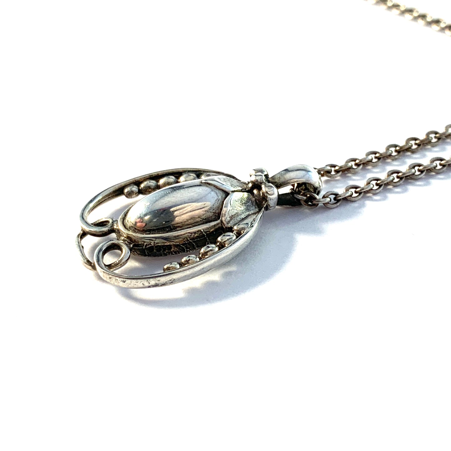 Georg Jensen, Denmark. Vintage Solid Silver Pendant Necklace. Heritage 1990.