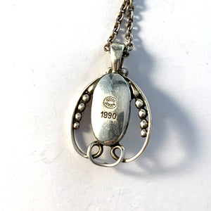 Georg Jensen, Denmark. Vintage Solid Silver Pendant Necklace. Heritage 1990.