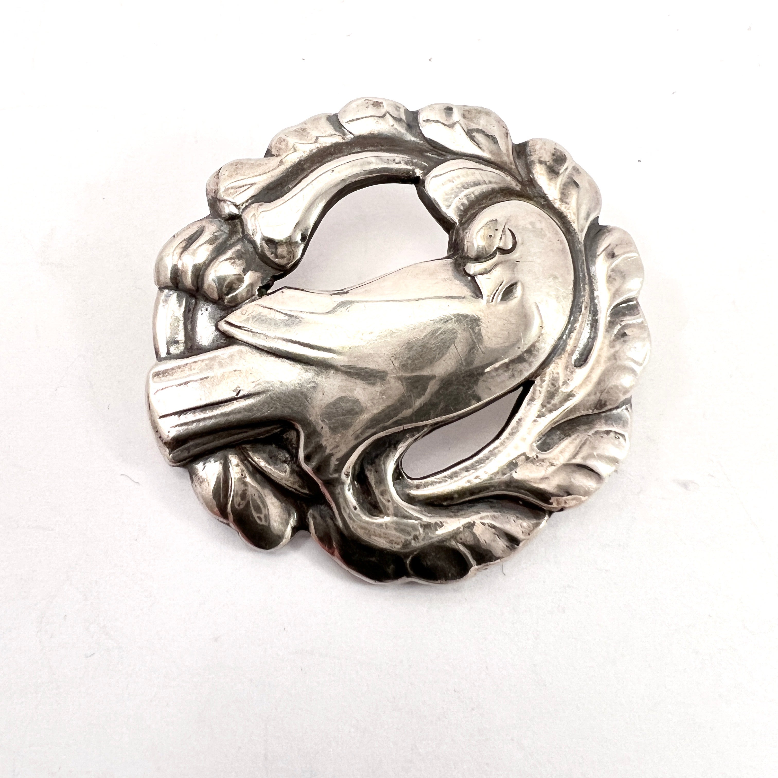 Early Georg Jensen 1915-27 Antique Art Nouveau 830 Silver Brooch