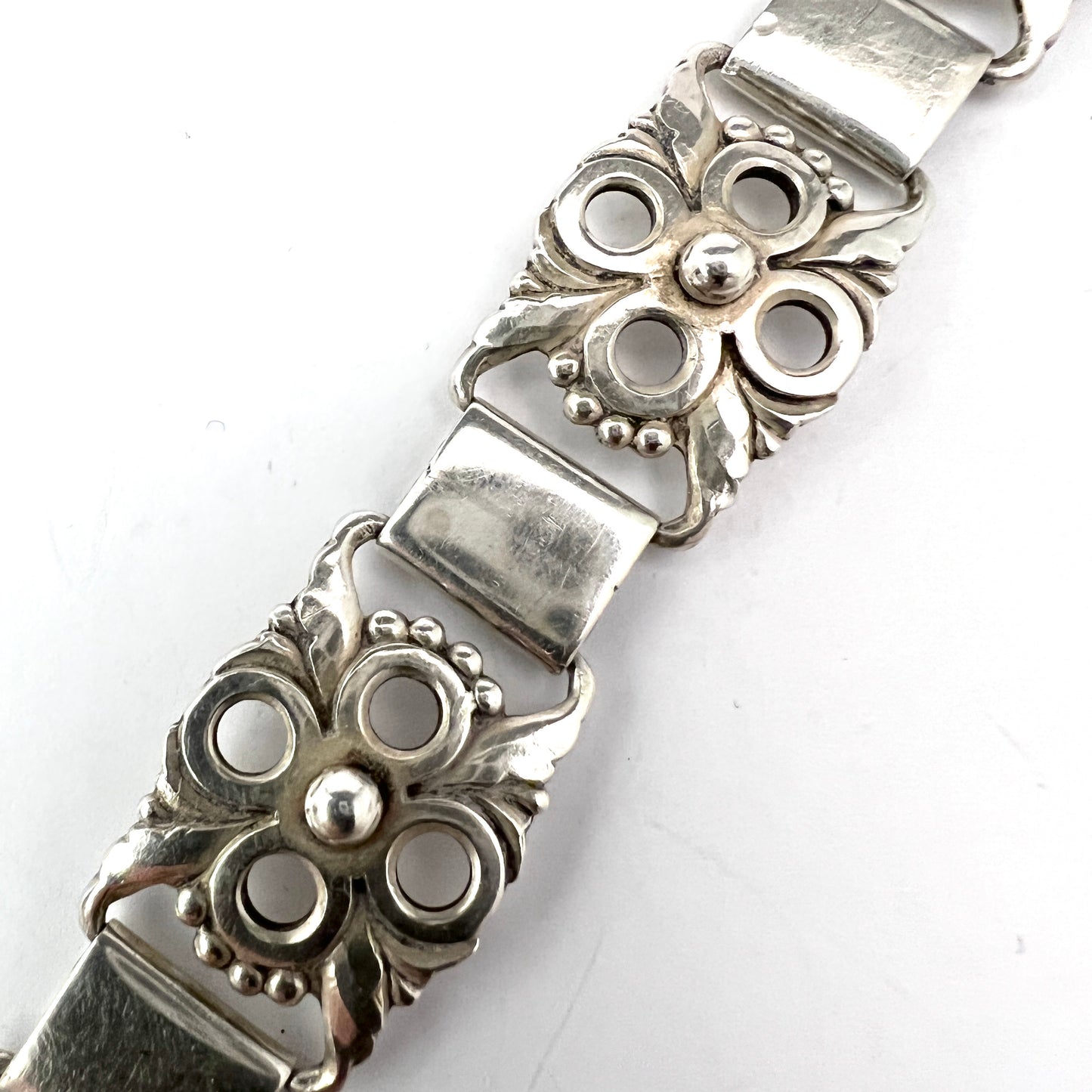 Denmark 1940-50s. Vintage Solid Silver Bracelet. Makers' Mark.