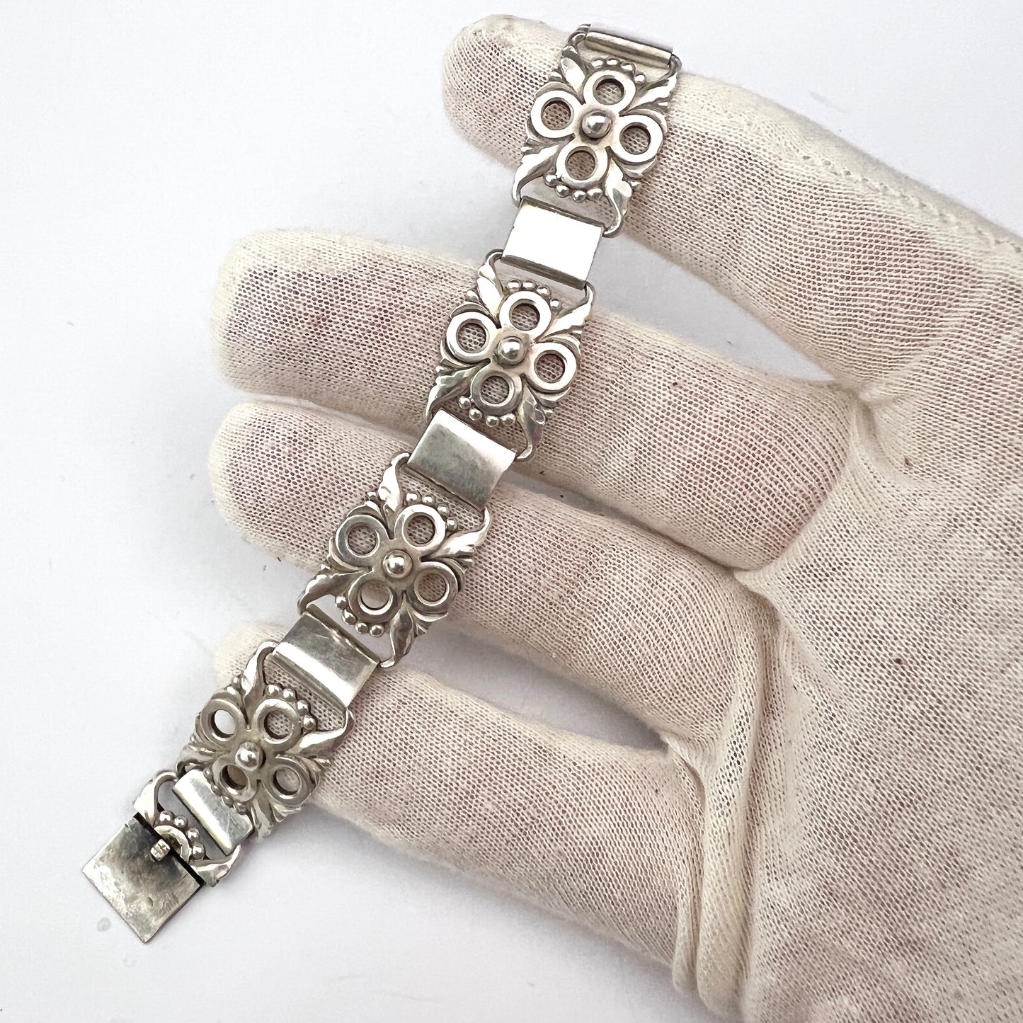 Denmark 1940-50s. Vintage Solid Silver Bracelet. Makers' Mark.