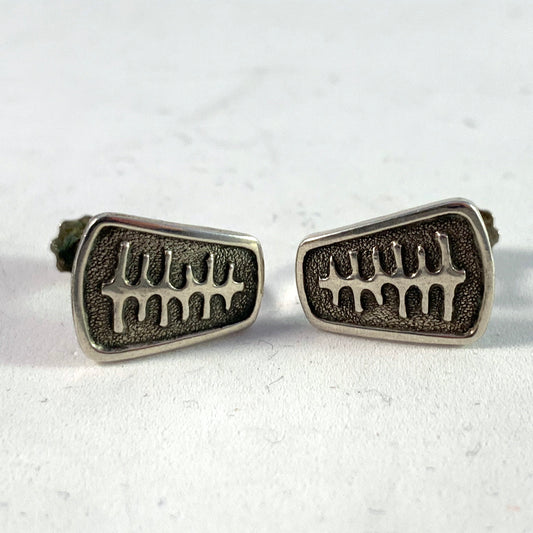 Alton, Sweden. Vintage Solid 835 Silver Earrings.