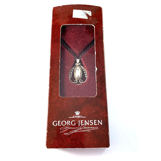 Georg Jensen, Denmark. Vintage Solid Silver Pendant Necklace. Heritage 1990. Original Box