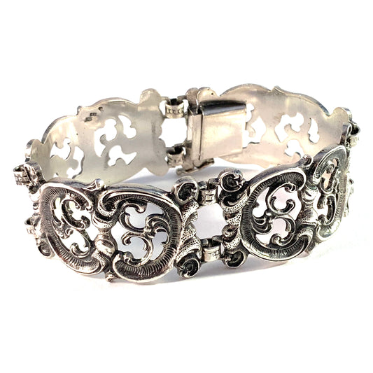 Maker GAS / BAS, Austria early 1900 Massive Sterling Silver Bracelet.