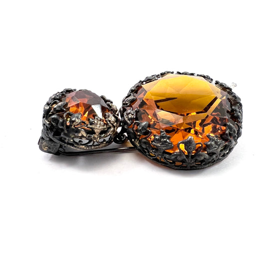 フランス、1930 年代頃、署名入り、Depose ヴィンテージ コスチューム ジュエリー ファー クリップ ブローチ。