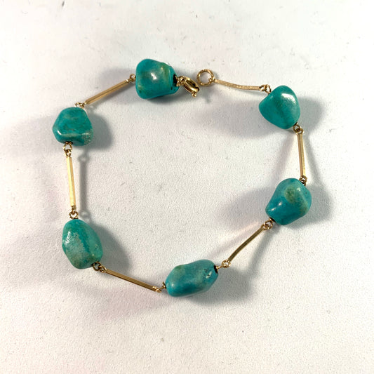 T Ryden, Sweden 1963-70, 18k Gold Turquoise Bracelet.