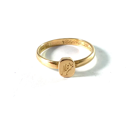 Sandberg, Sweden 1910-20s. Antique 18k Gold Mother Ring.