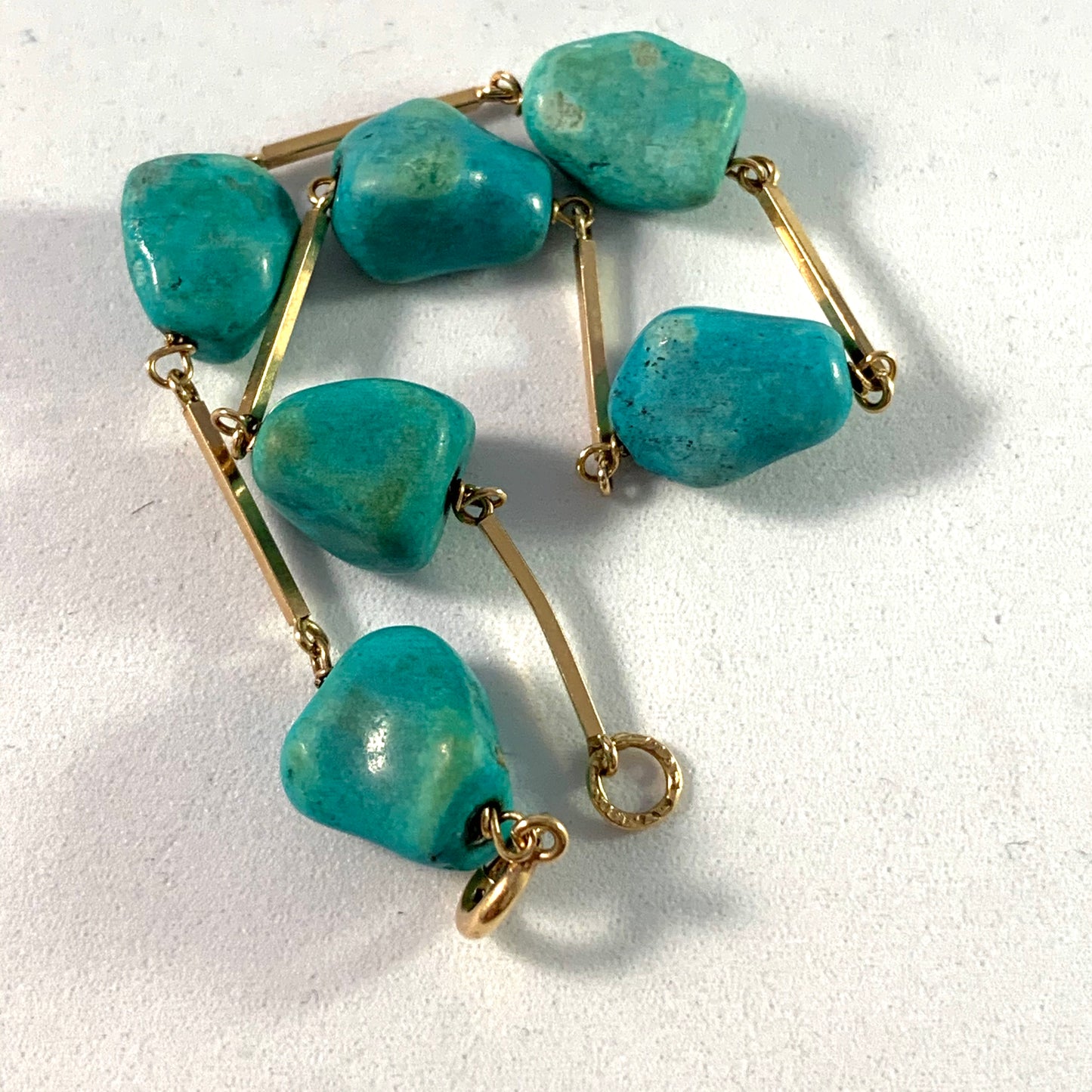 T Ryden, Sweden 1963-70, 18k Gold Turquoise Bracelet.