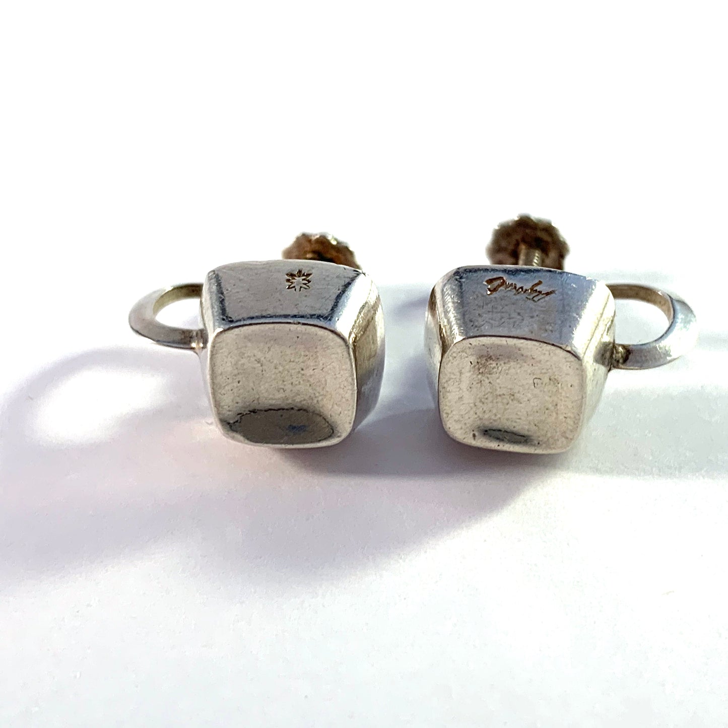 Sigurd Persson for Stigbert, Sweden 1959 Iconic Cube Design Sterling Silver Earrings