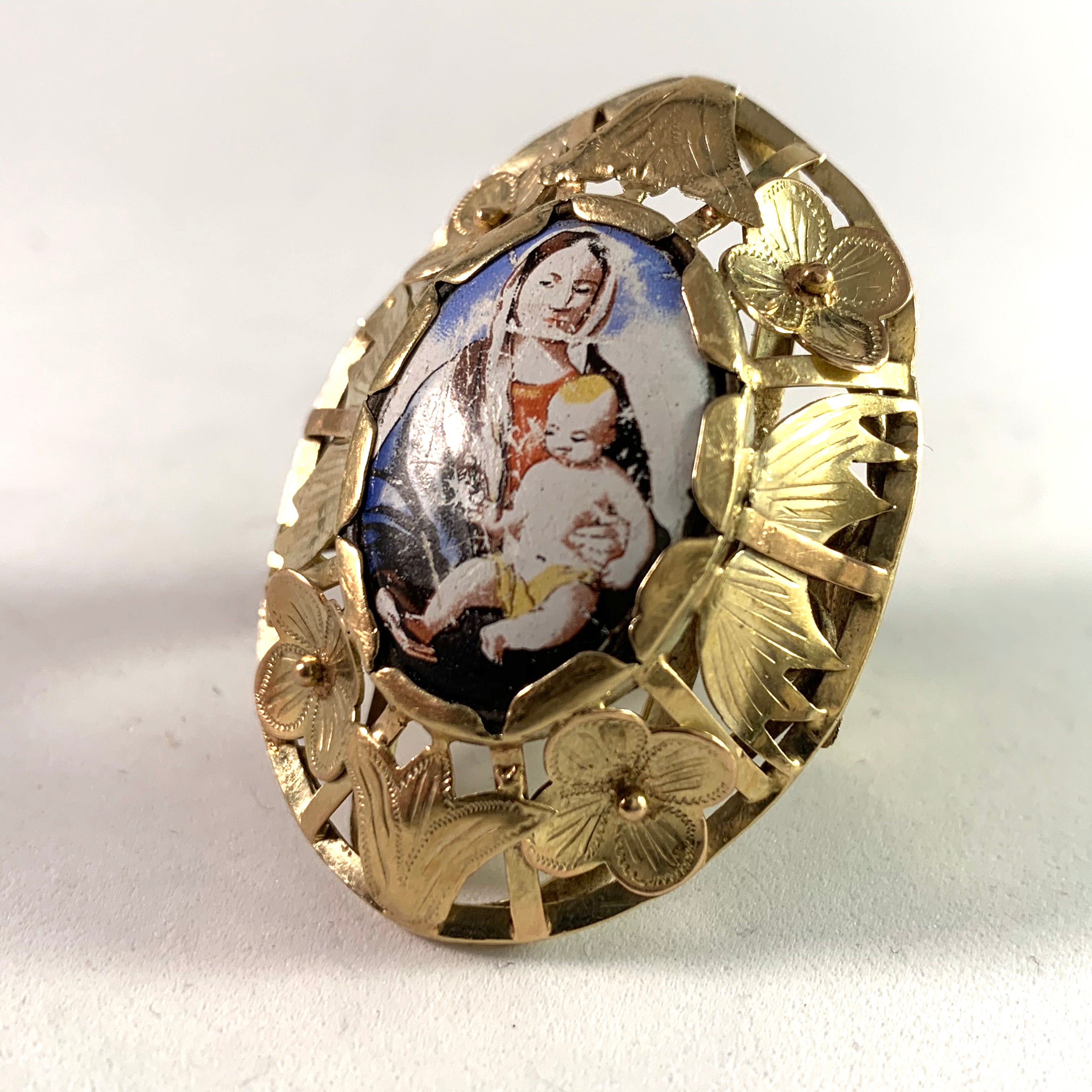 Antique 14k Gold Virgin Mary Massive 18.5gram Ring.
