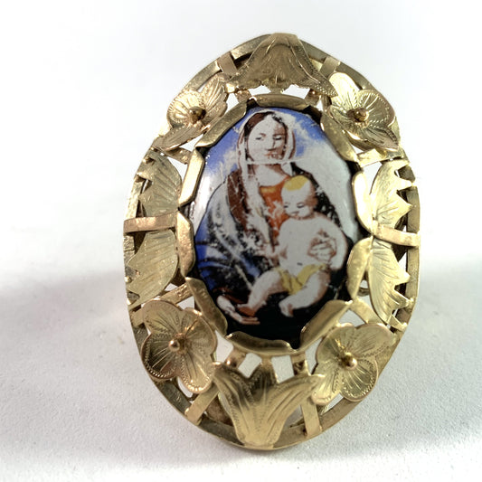 Antique 14k Gold Virgin Mary Massive 18.5gram Ring.