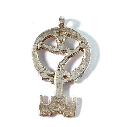 Ba Konstgjuteri, Sweden. Chunky Vintage Sterling Silver Key to Vallhalla Viking Copy Pendant.