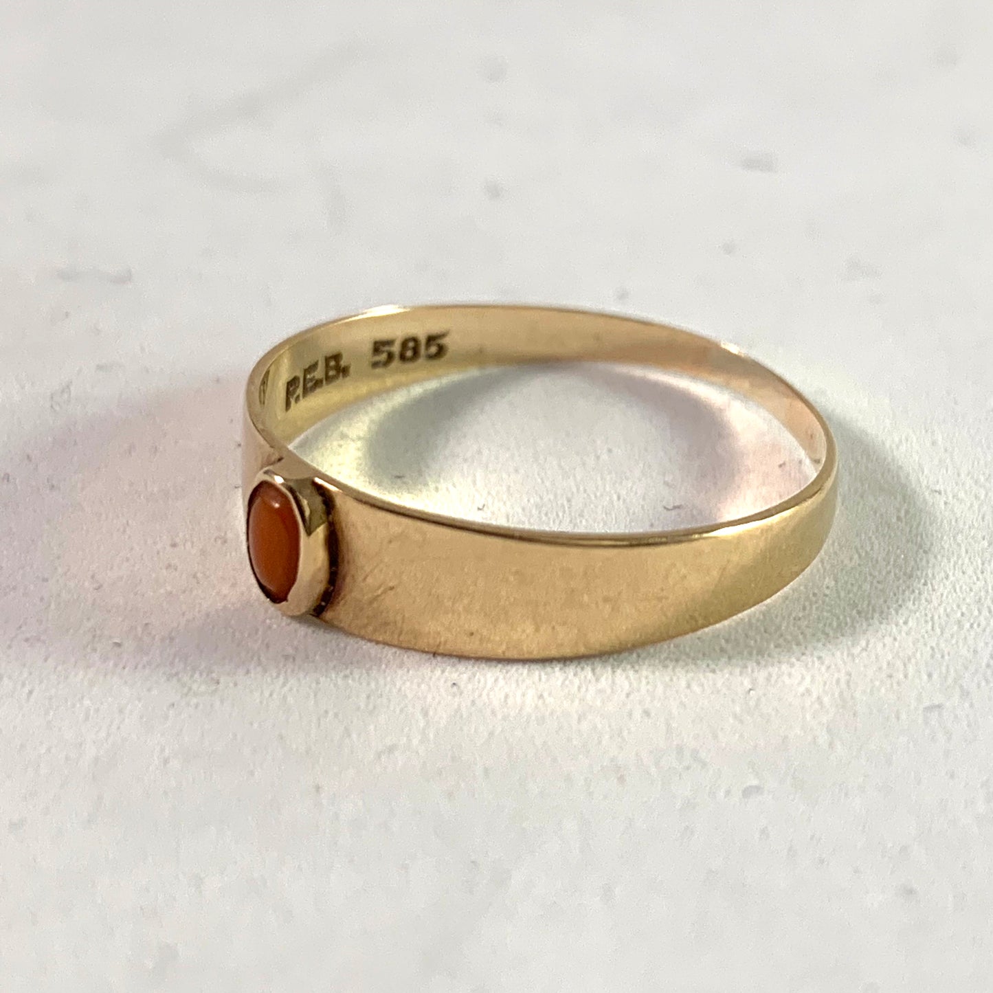 P Boesen Denmark 1930-40s, 14k Gold Coral Ring.