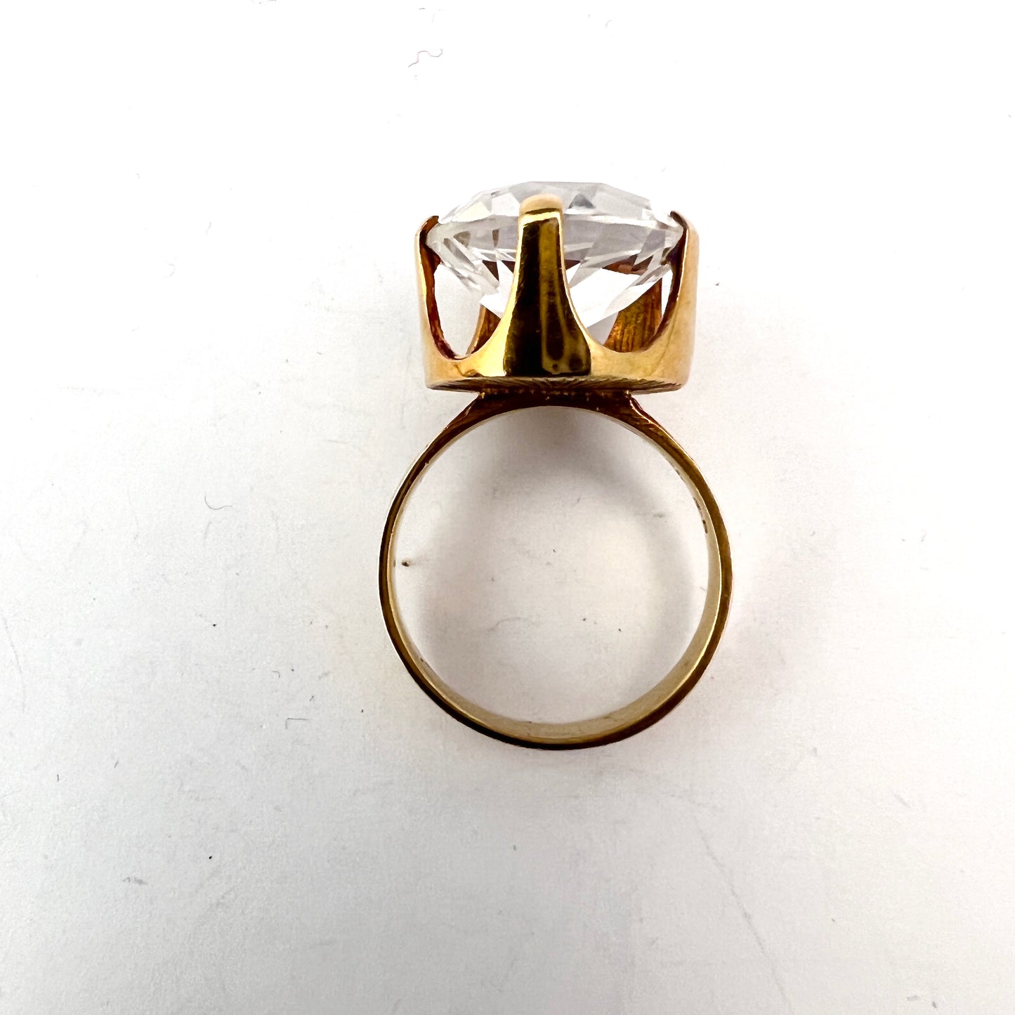 R.S Denmark 1960-70s. Vintage modernist 14k Gold Rock Crystal Ring. 9.3gram