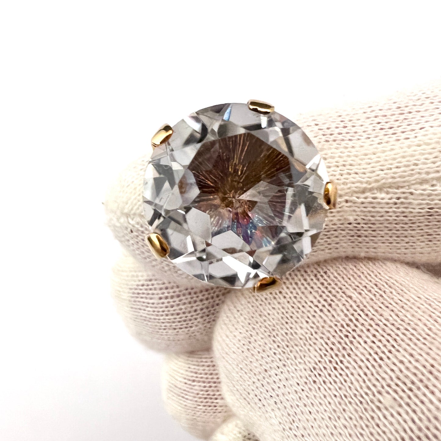 R.S Denmark 1960-70s. Vintage modernist 14k Gold Rock Crystal Ring. 9.3gram