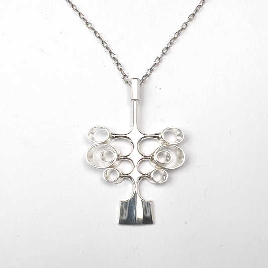 Bjorn Ostern for David-Andersen Norway c 1960s. Solid Silver Pendant Necklace.