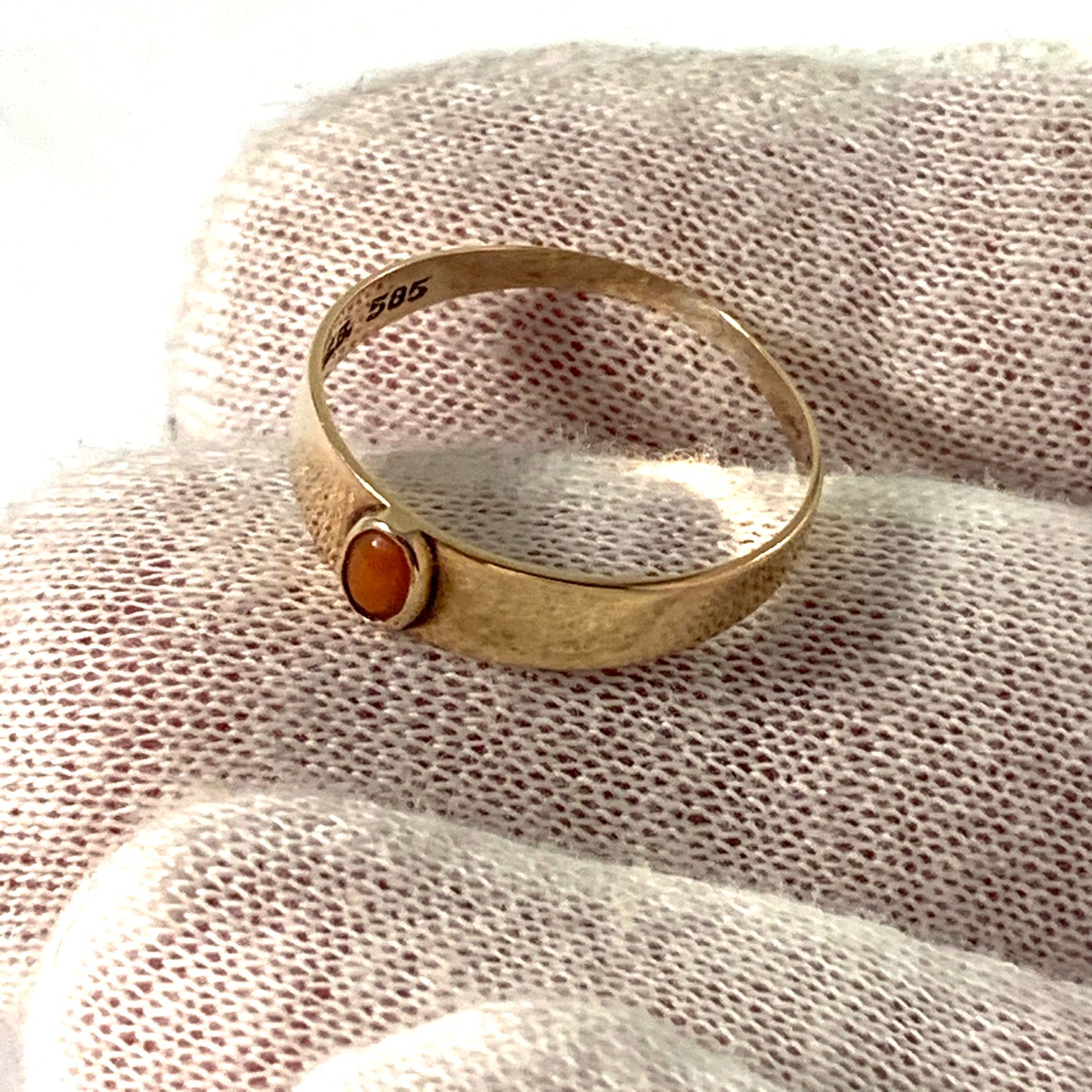 P Boesen Denmark 1930-40s, 14k Gold Coral Ring.