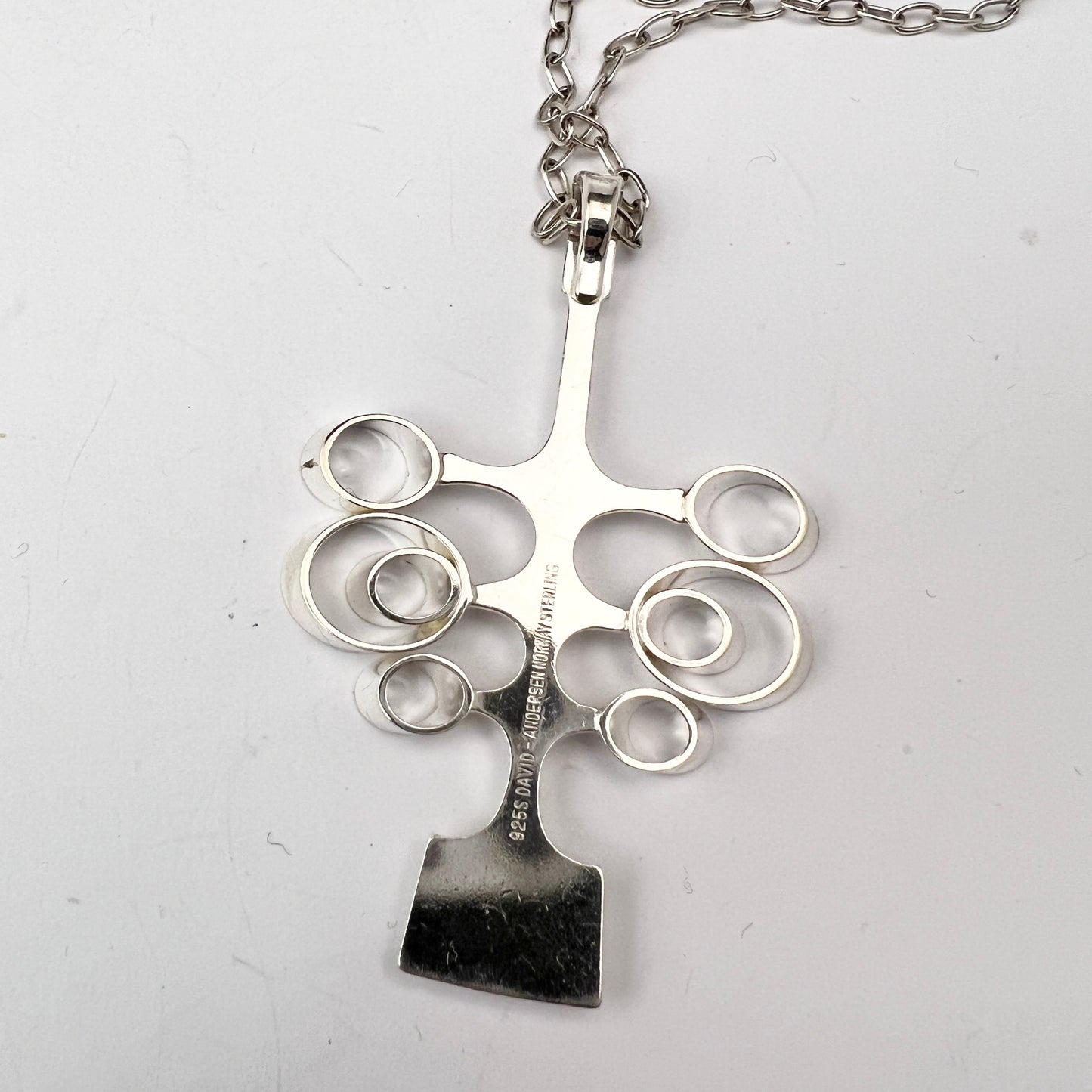 Bjorn Ostern for David-Andersen Norway c 1960s. Solid Silver Pendant Necklace.