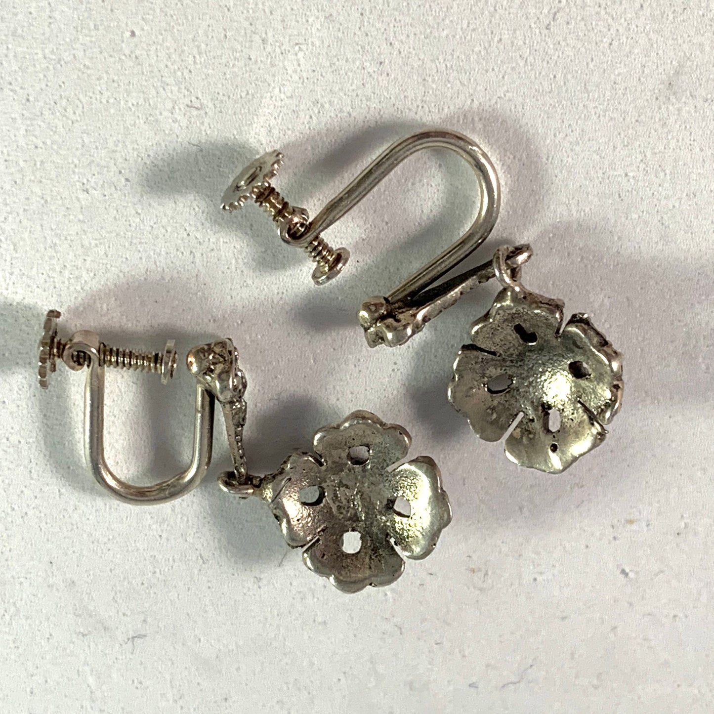 Nils Fröberg, Sweden 1949 Silver Paste Stone Earrings.