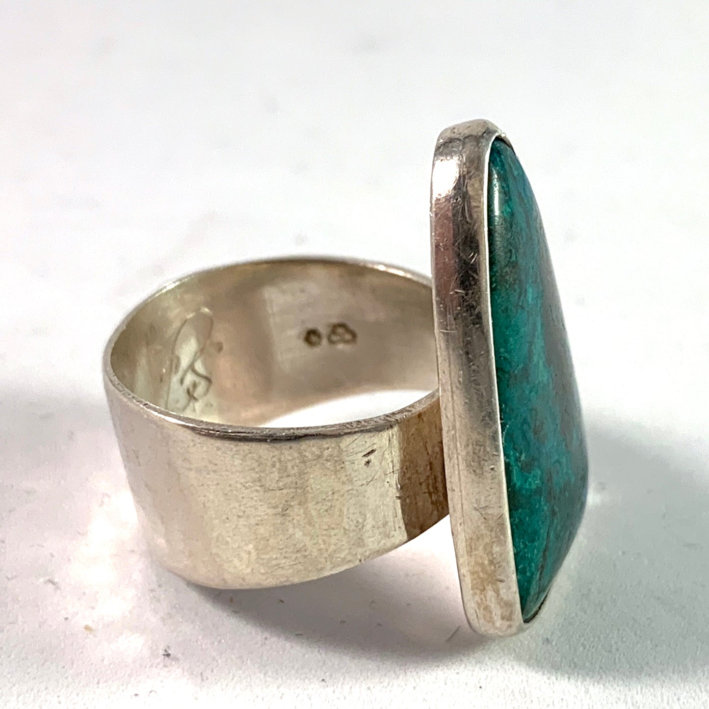 Israel. Swedish Import 1970s Bold Sterling Eilat Stone Ring.