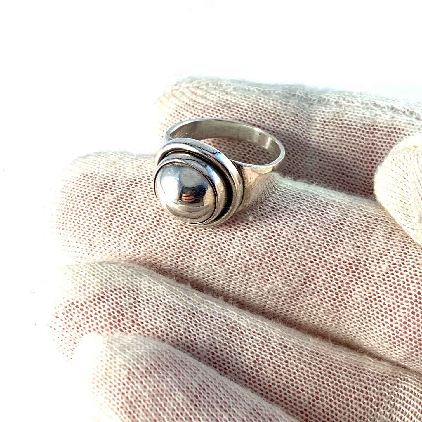 Georg Jensen Mid Century Sterling Silver Ring. Design 46 D by Harald Nielsen. Rare.