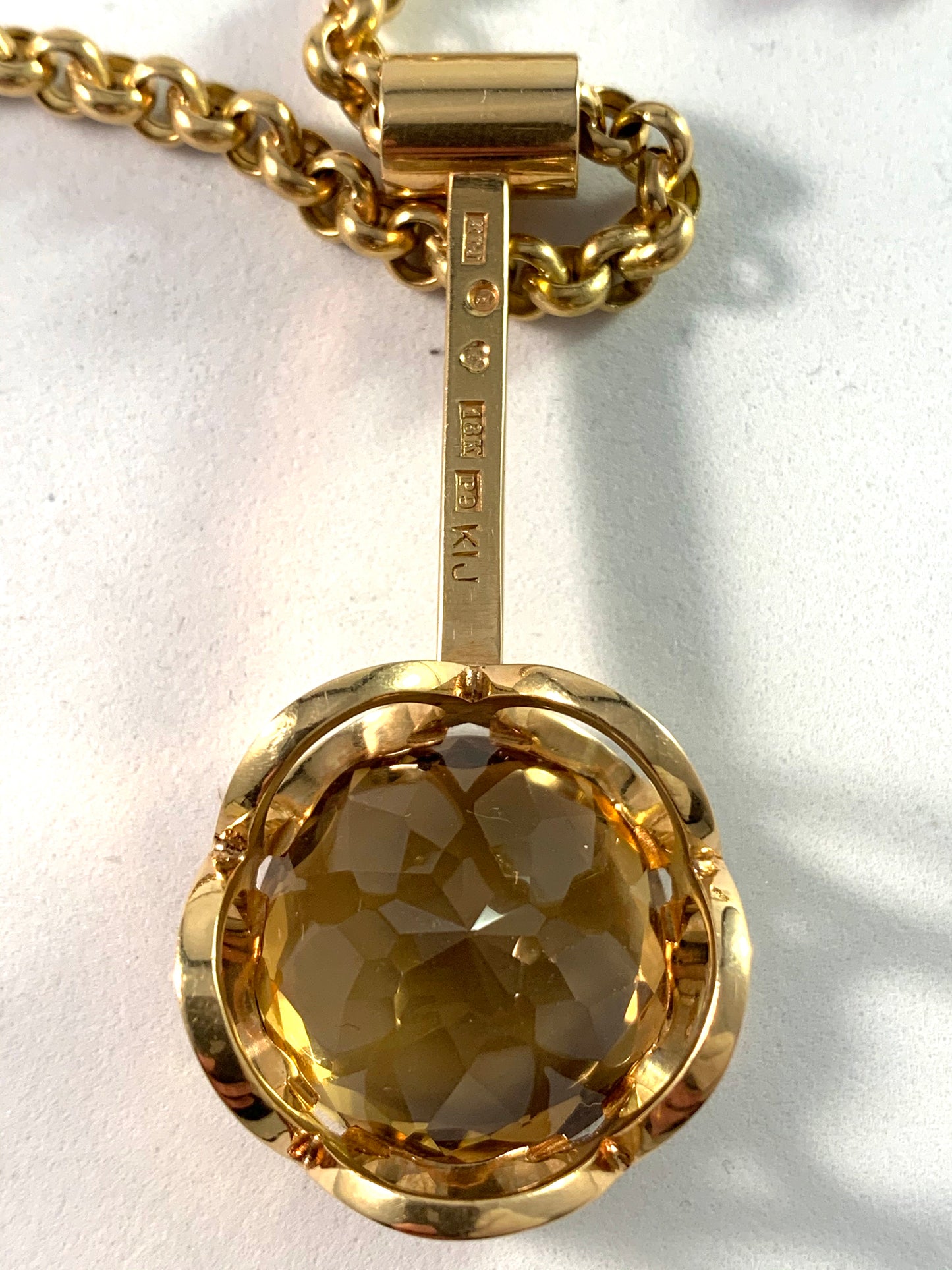 Cecilia Johansson, Sweden 1965, 18k Gold Citrine Necklace 48,6gram