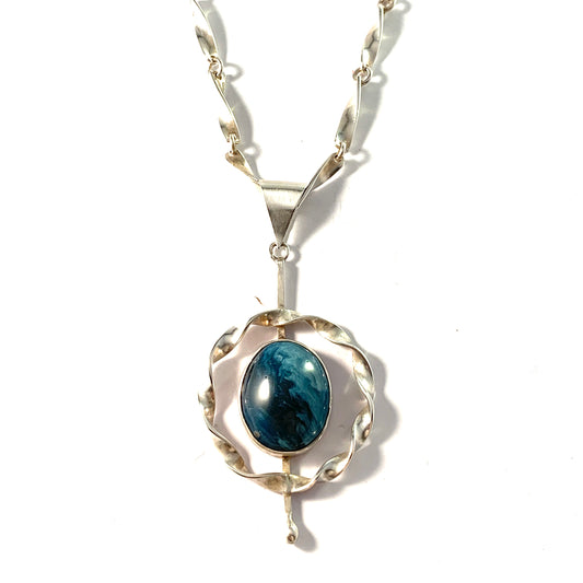 O Nordström, Sweden 1969. Sterling Silver Bergslagen-Stone Pendant Necklace.