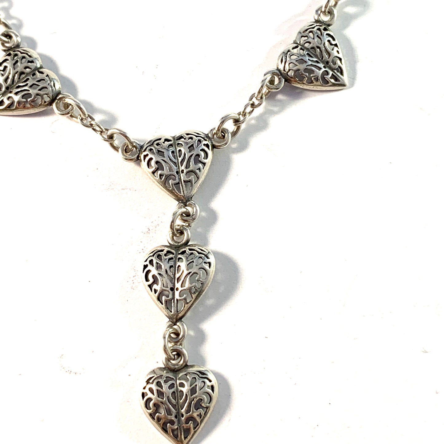 Kalevala Koru, Finland Vintage Sterling Silver Hearts Necklace.