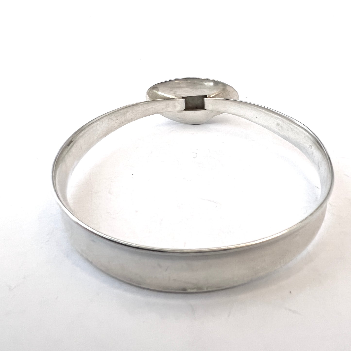 Koivula Oy, Finland 1959. Vintage Solid Silver Milky Quartz Open/Close Bangle Bracelet.