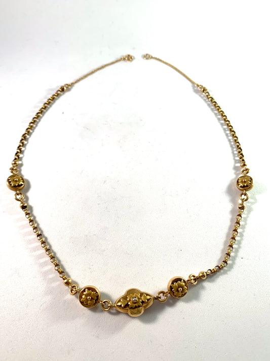 Lars Fredin (1825-64) Sweden Early Victorian 18k Gold Necklace