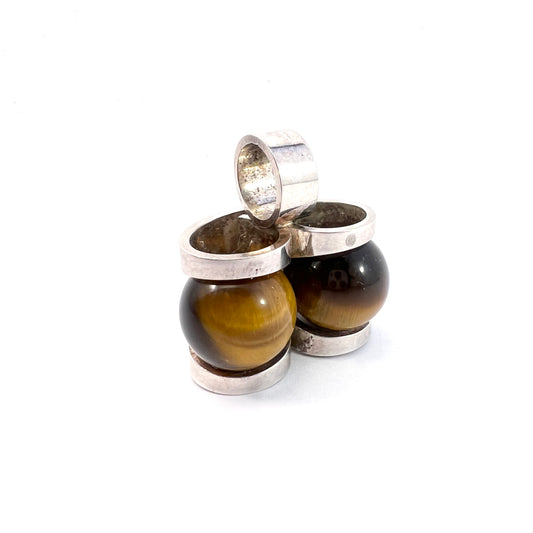 Elis Kauppi,  Kupittaan Kulta Finland 1974. Sterling Silver Kinetic Tiger's Eye Pendant.