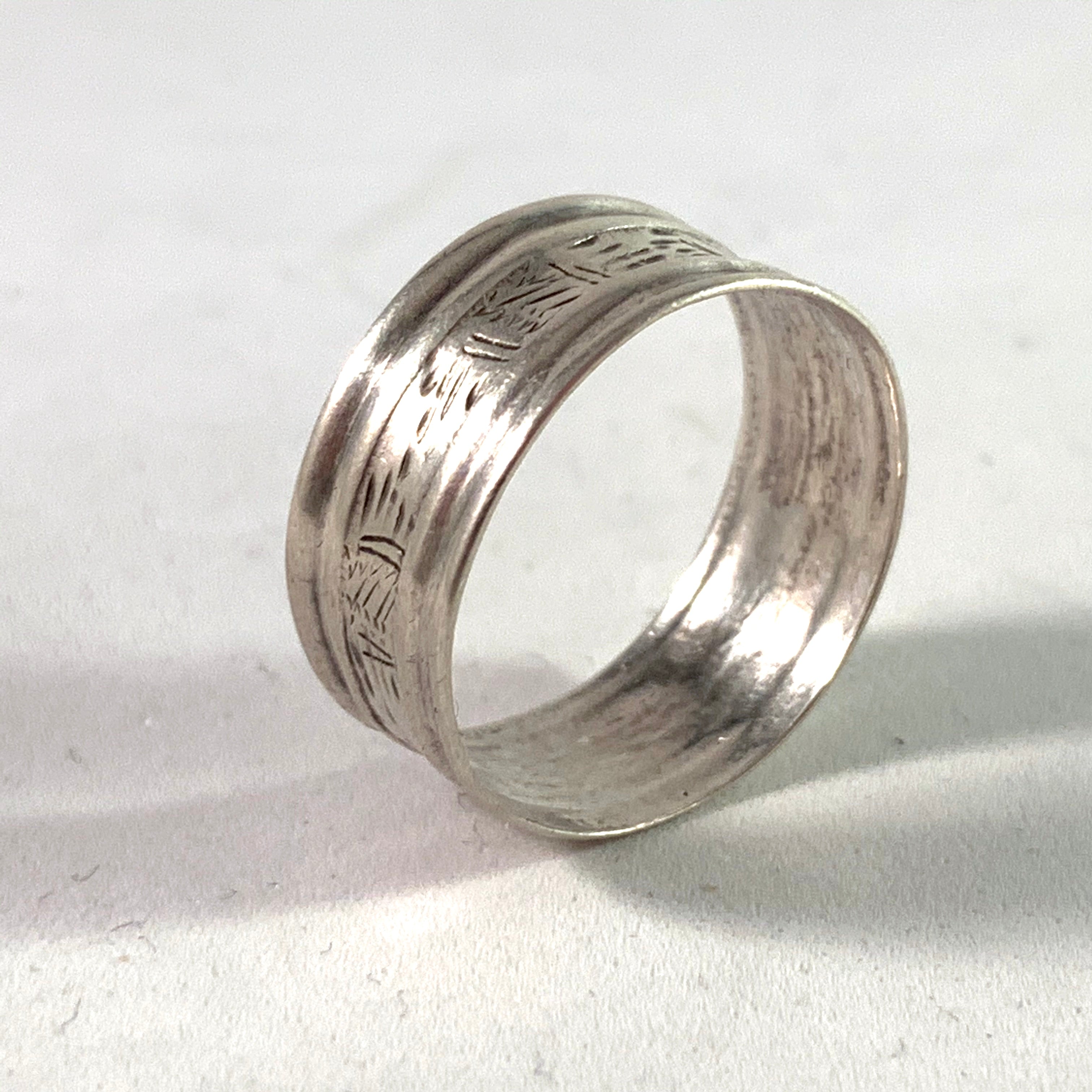 Anders Bollwij, Sweden year 1859 Solid Silver Wedding Band Ring.
