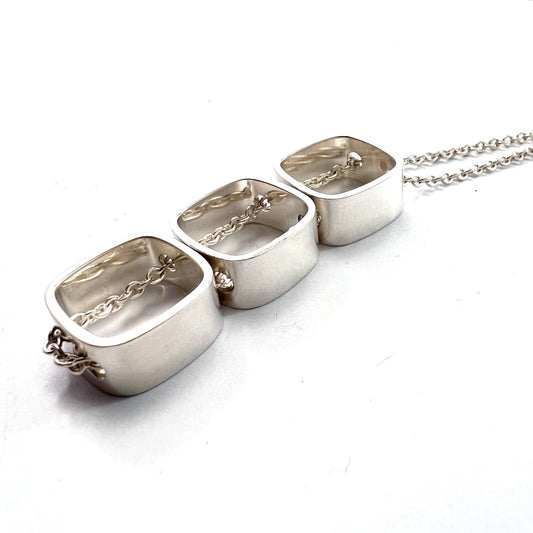 Elis Kauppi,  Kupittaan Kulta Finland 1960-70s. Solid Silver Pendant Necklace.