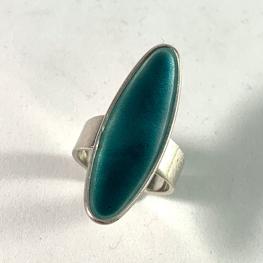 Atelier Borgila, 1957 Mid Century Modern Sterling Enamel Ring.