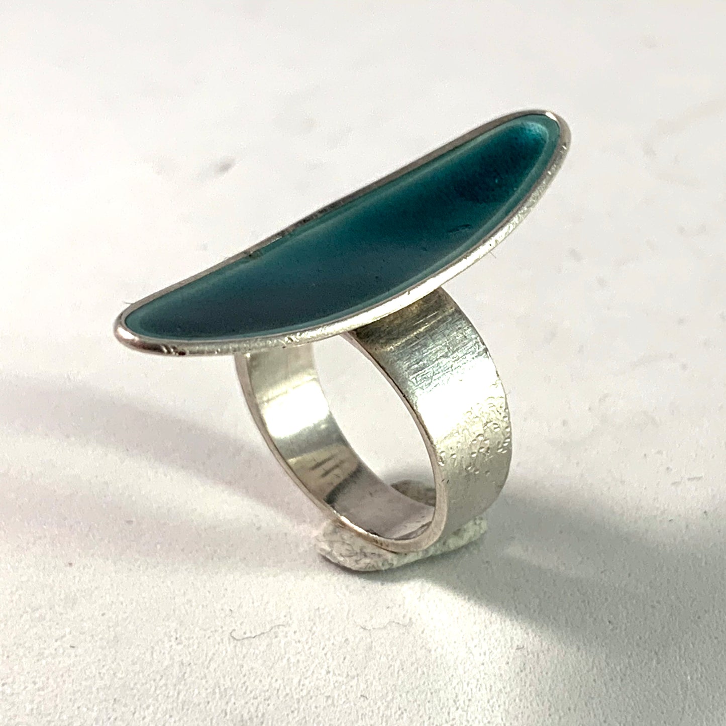 Atelier Borgila, 1957 Mid Century Modern Sterling Enamel Ring.