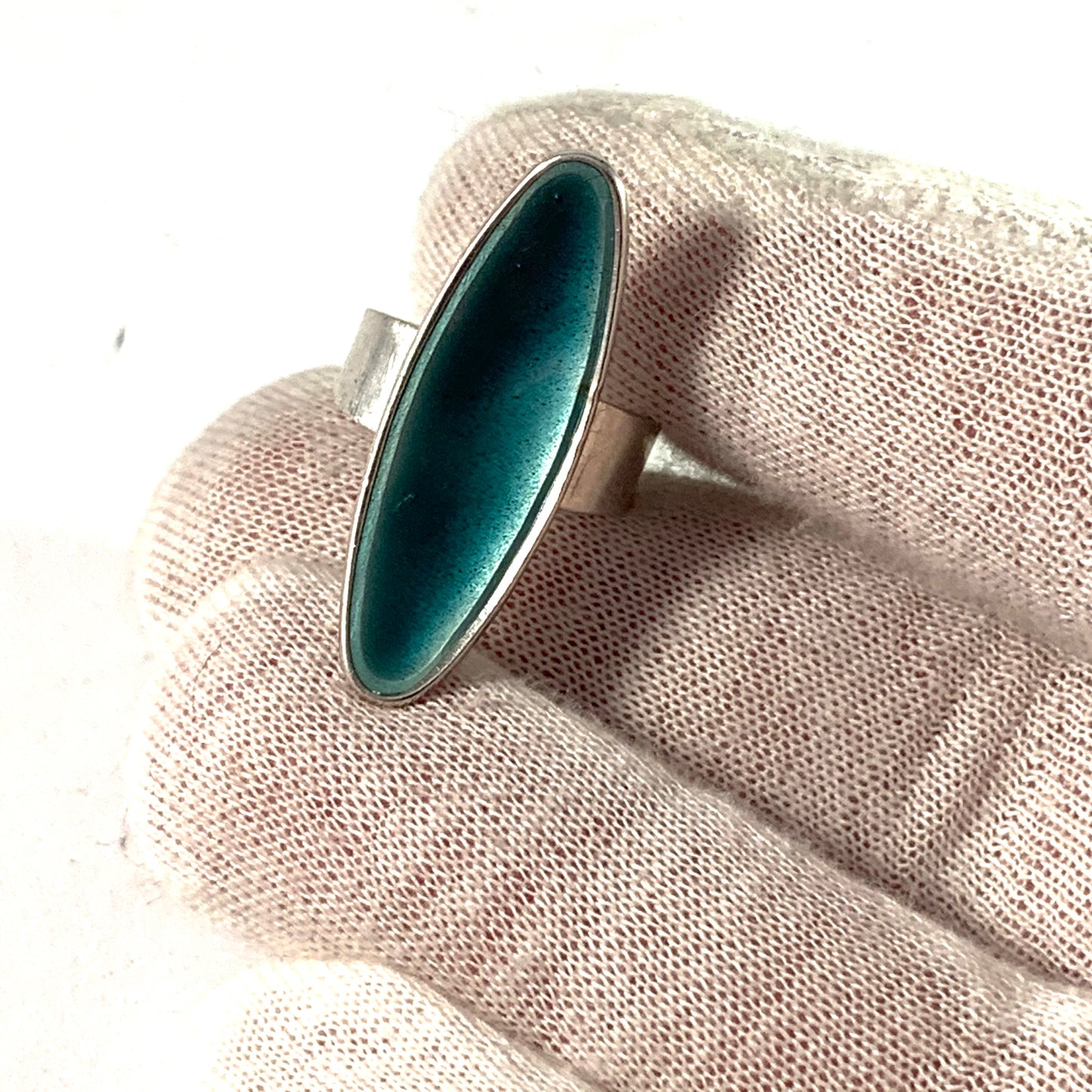 Atelier Borgila, 1957 Mid Century Modern Sterling Enamel Ring.